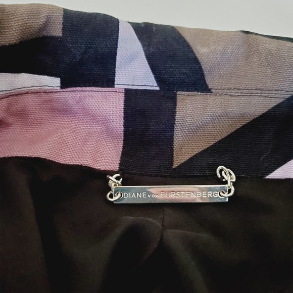 Diane Von Furstenberg Jacket Abstract Retro Double Breasted Cotton Purple 6 - Picture 8 of 14